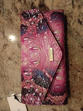 Brahmin Pink Veronica Pink Cobra Embossed Leather Wallet NWT GORGEOUS!